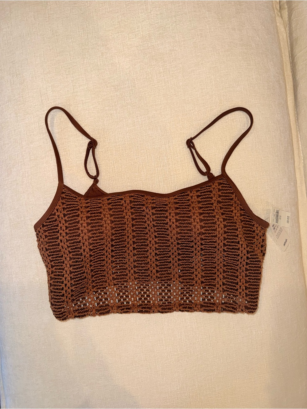 aerie Brown Crochet Bikini Crop Top and Bottoms